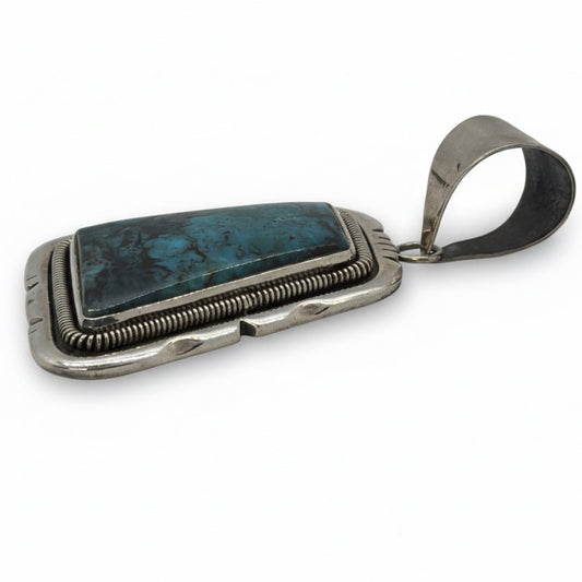 Greeley Rhombus Pendant in Ceremonial Kingman Turquoise - Turquoise Mustang