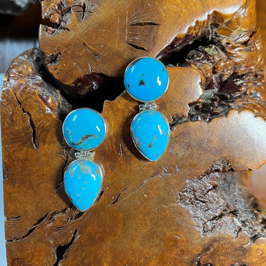 The Verbena Hinged Post Earrings - Turquoise Mustang