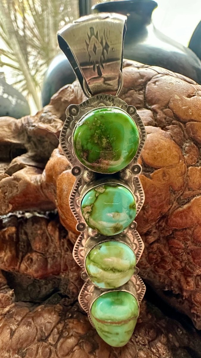 Four Stone Pendant, Sonoran Gold, KEE - J - Turquoise Mustang