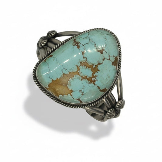 Number 8 Turquoise, Rope Bezel, Starbursts, 100+ ct, by Michael Calditto - Turquoise Mustang
