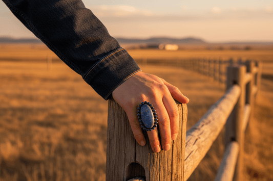 The Daffodil Ring in Denim Lapis - Turquoise Mustang