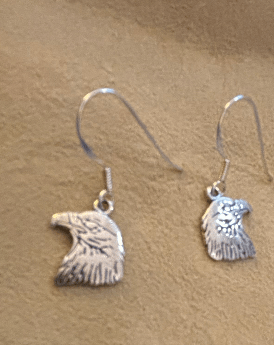 Earring, Silver Bear Dangle - Turquoise Mustang