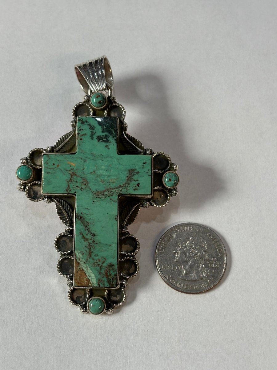 The Primrose Cross Pendant - Turquoise Mustang