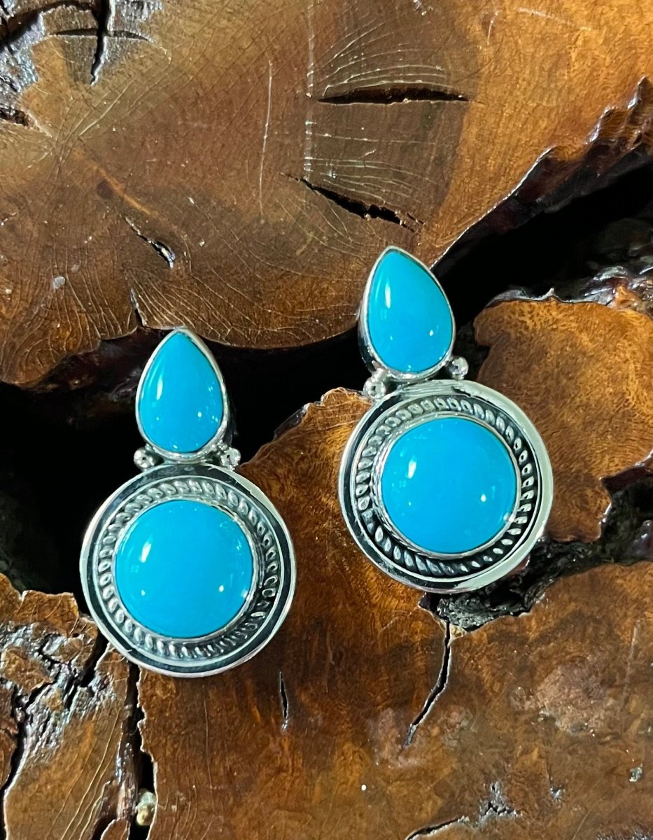 The Rain Lily Teardrop Post Earrings - Turquoise Mustang