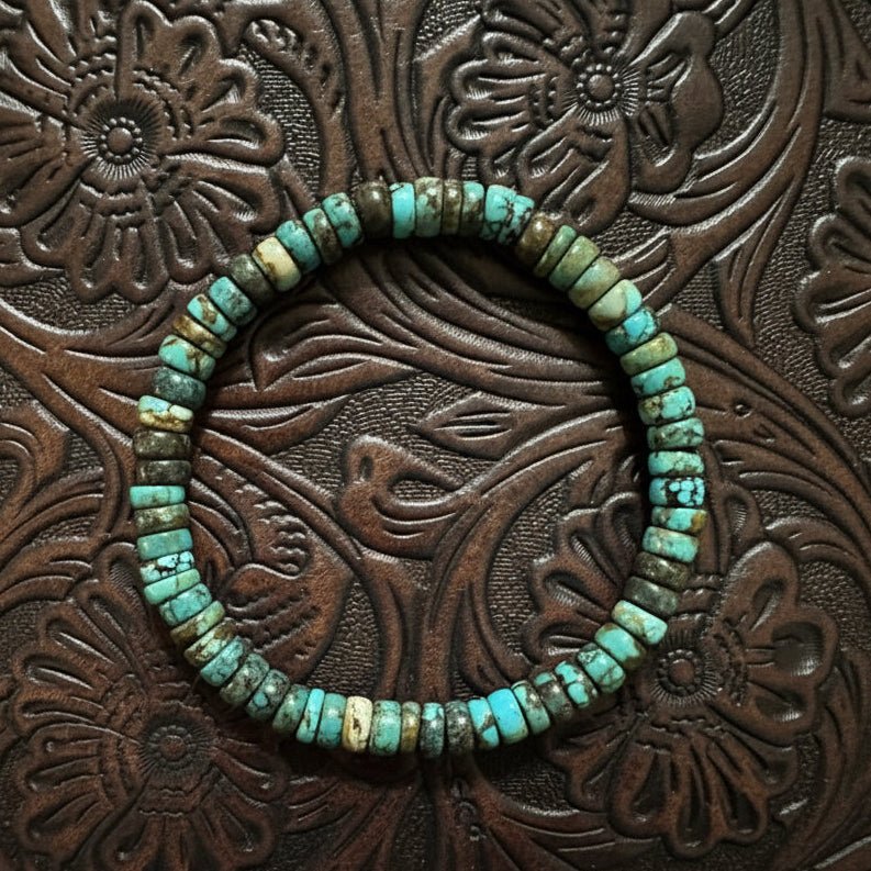 6mm Blue Cloud Mountain Turquoise Stretch Bracelet (6.5”–8”) - Turquoise Mustang
