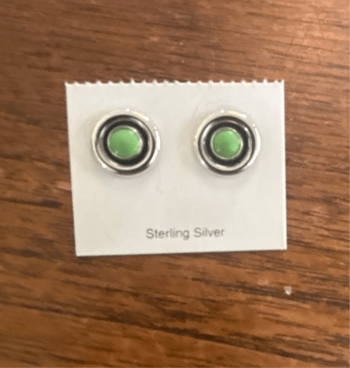 Sterling Silver Medium Round Mojave Turquoise Shadowbox Studs with Turquoise - Turquoise Mustang