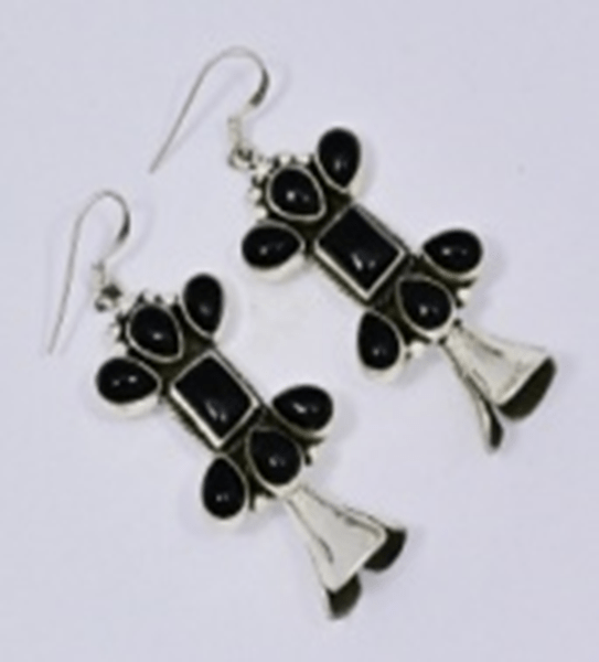 The Bottlebrush Stylized Squash Blossom Earrings - Turquoise Mustang