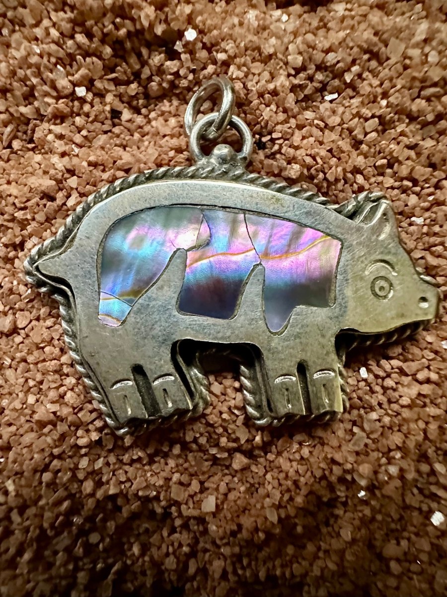 Inlaid Abalone Pig, Unknown - Turquoise Mustang