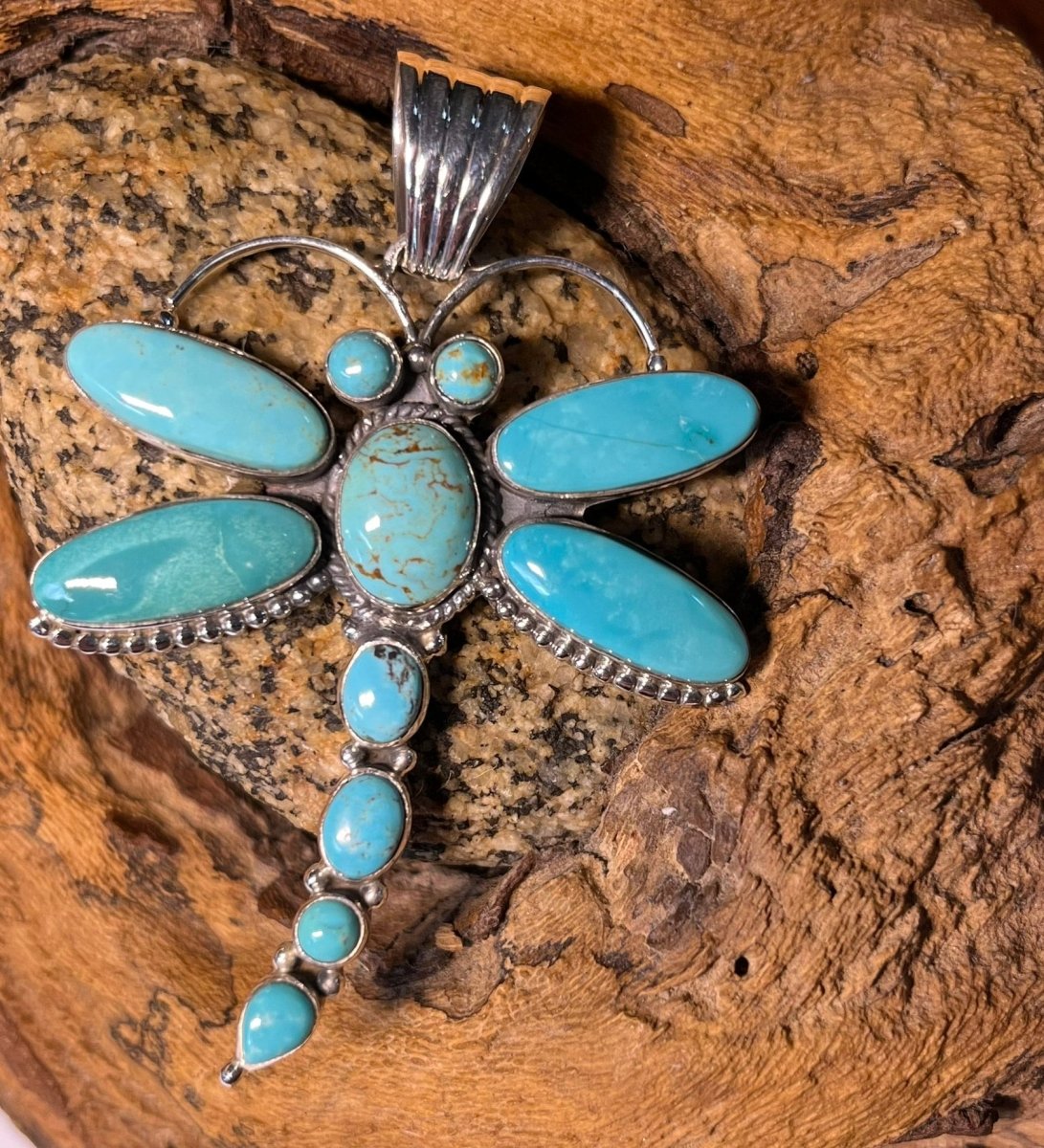 The Snapdragon Dragonfly Pendant - Turquoise Mustang