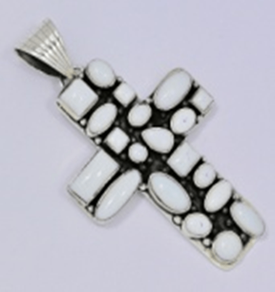 The Peony Cluster Cross Pendant - Turquoise Mustang