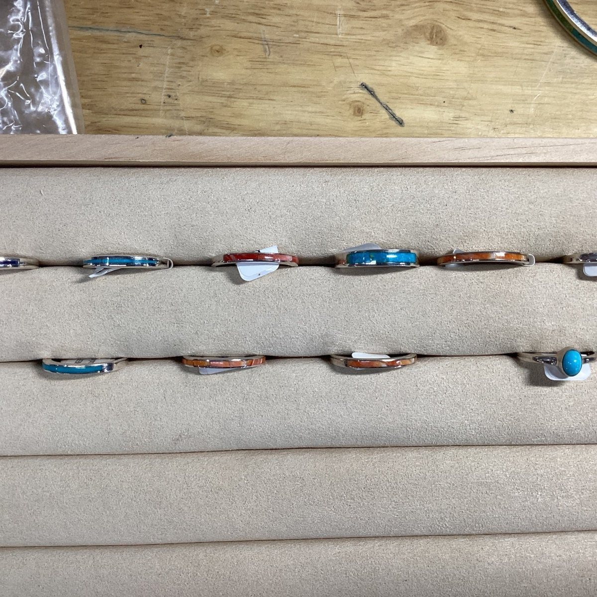 Ring, Inlay stacker, assorted stones, GL Studios - Turquoise Mustang