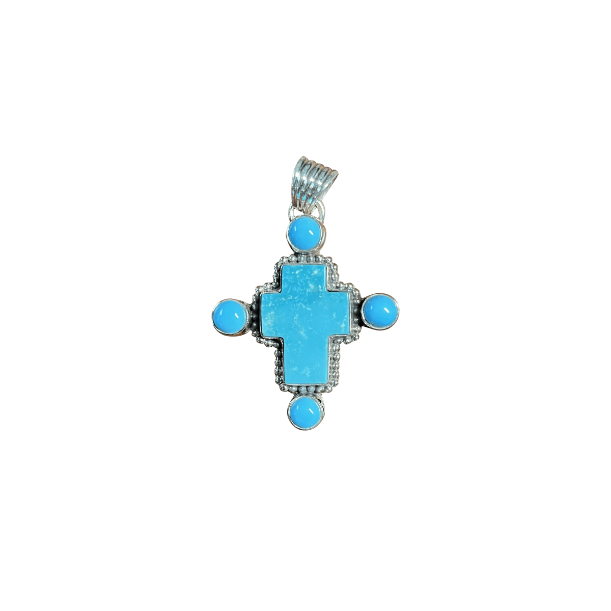 The Cardinal Flower Cross Pendant - Turquoise Mustang