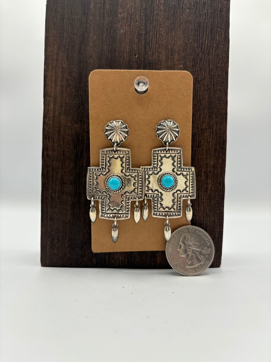 The Blue - Eyed Mary Earrings - Turquoise Mustang