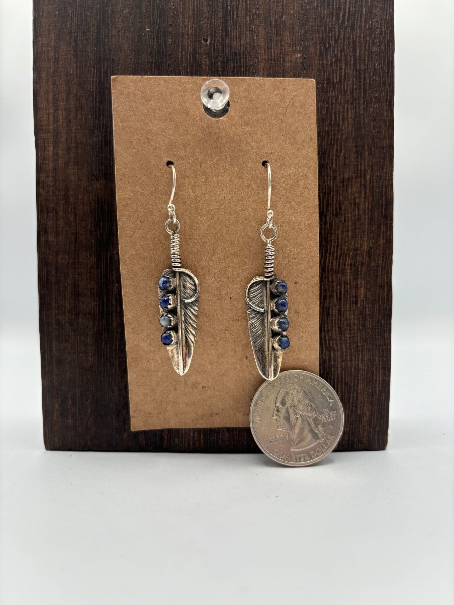 The Cattail Feather Earrings - Turquoise Mustang