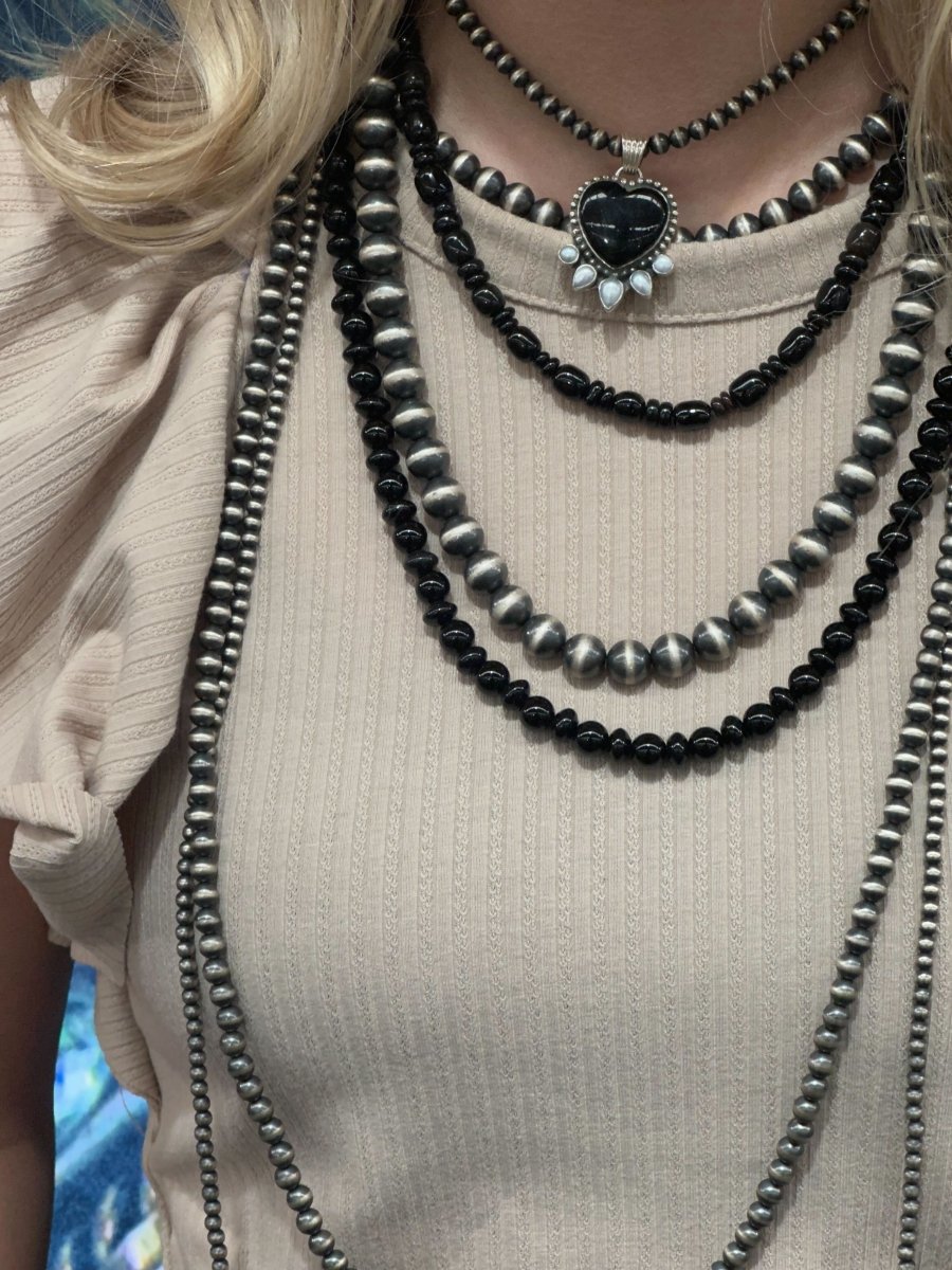 Nasturtium Heart Pendant with Pearls - Turquoise Mustang