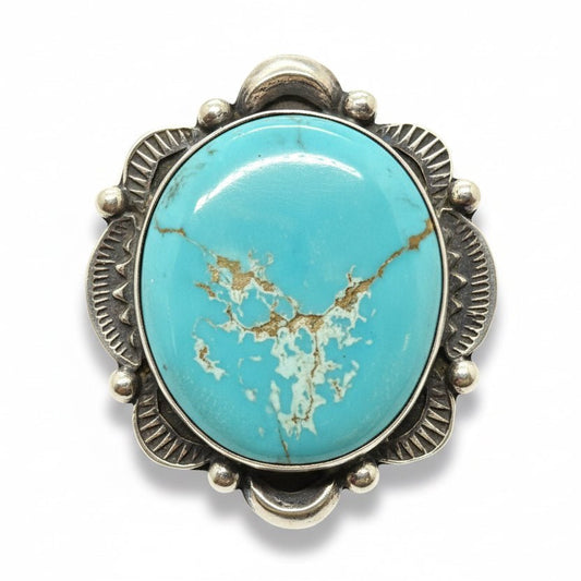 Kingman Turquoise Ring, Adjustable Tia Long - Turquoise Mustang