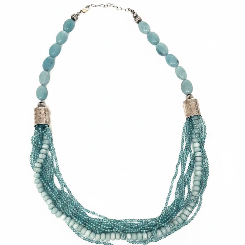 Amazonite & Apatite Multi-Strand Necklace with Sterling Silver Accents - Turquoise Mustang