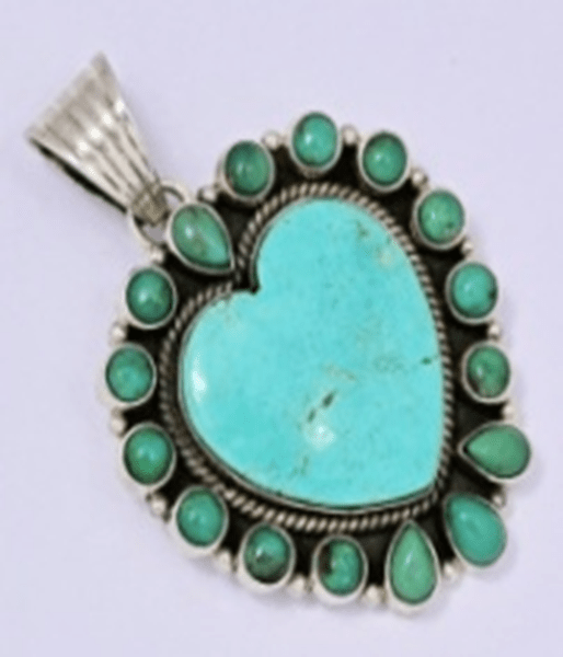 The Marguerite Daisy Heart Cluster Pendant - Turquoise Mustang