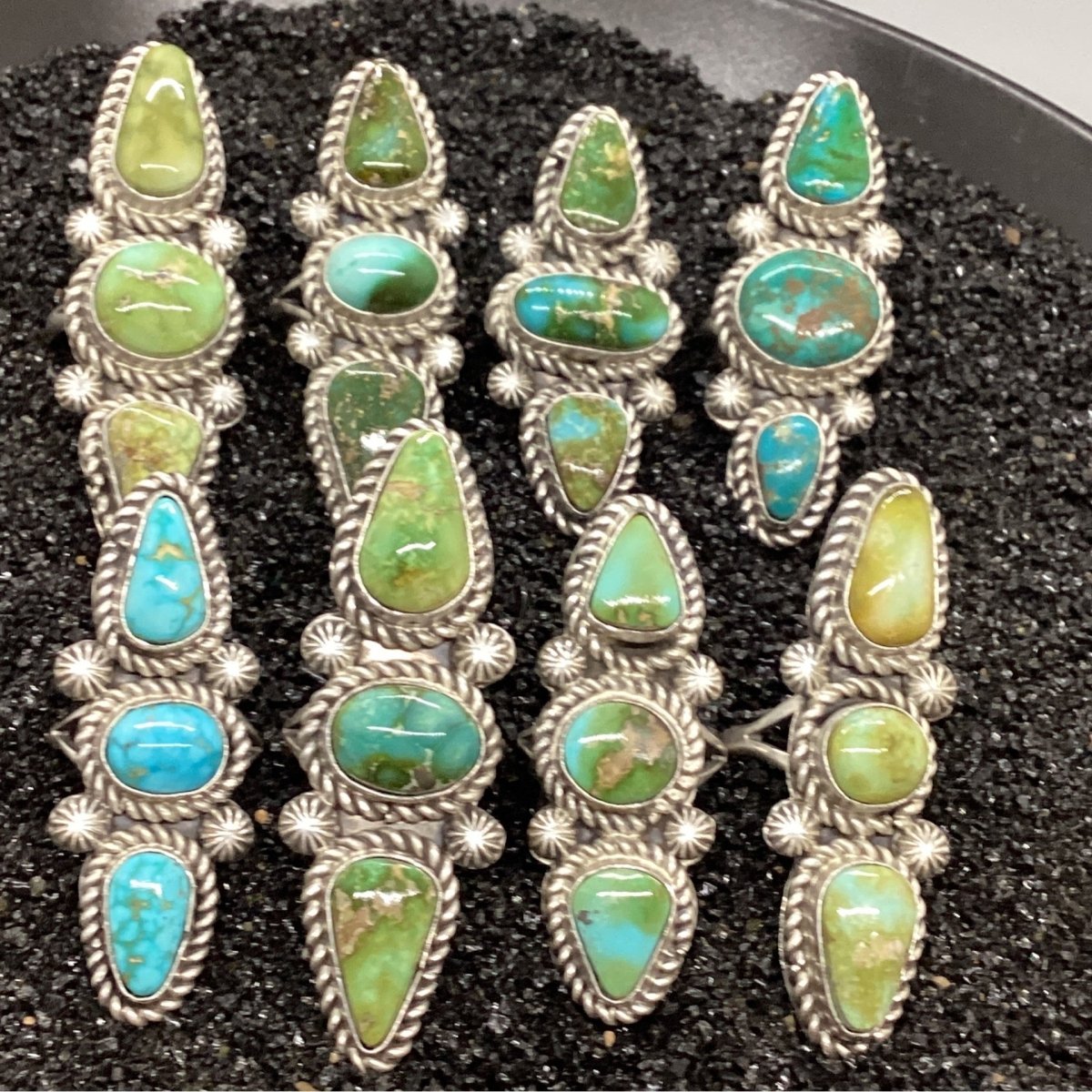 Ring, Asst. 3 stone Stone Royston and Sonoran Gold, Robert Shakey - Turquoise Mustang