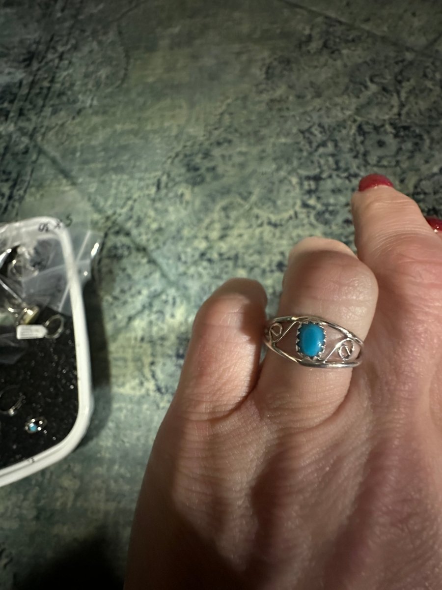 Assorted Petite Turquoise or Black Onyx Rings - Turquoise Mustang
