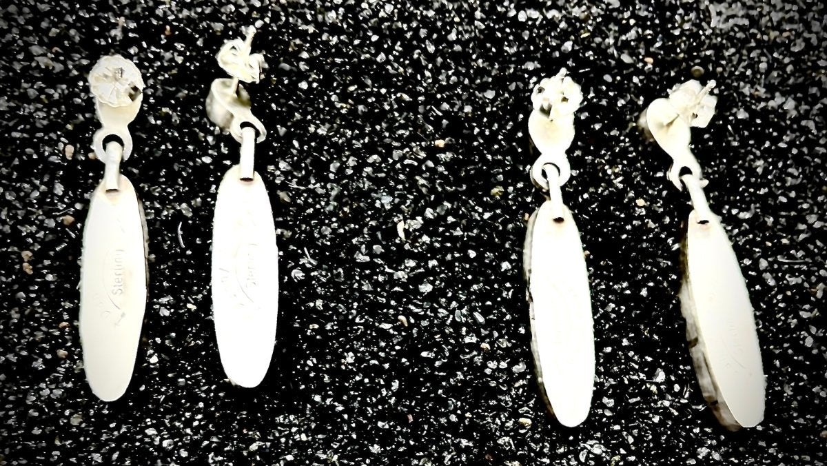 Santa Fe Spiny Oyster & Turquoise Earrings by Danny Henio - Turquoise Mustang