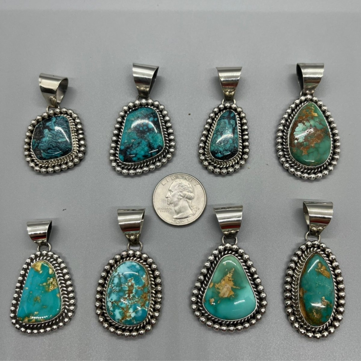 Pendant, Medium single stone freeform Royston or Kingman Ceremonial, Peterson Johnson - Turquoise Mustang