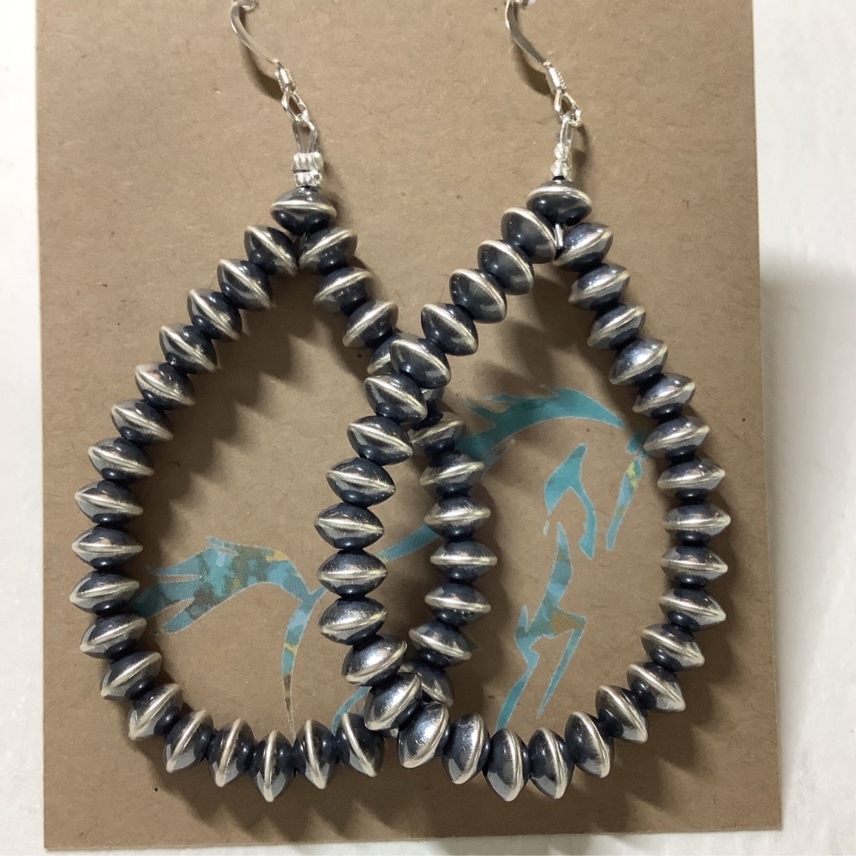 Earring, Navajo style Pearl, Bead Hoops, 5mm Saucers, Dan Dodson - Turquoise Mustang