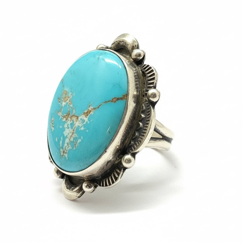 Kingman Turquoise Ring, Adjustable Tia Long - Turquoise Mustang