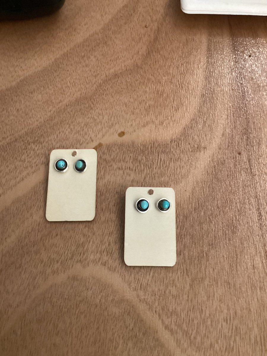 Circle Small Studs, Turquoise, Mary Tsadiasi - Turquoise Mustang