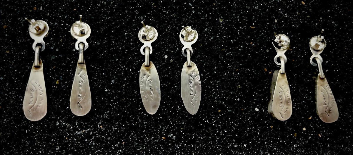 Clovis Red Spiny Oyster & Turquoise Earrings by Danny Henio - Turquoise Mustang