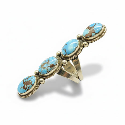 4 Stone Golden Hills Ring Size 8 - Turquoise Mustang