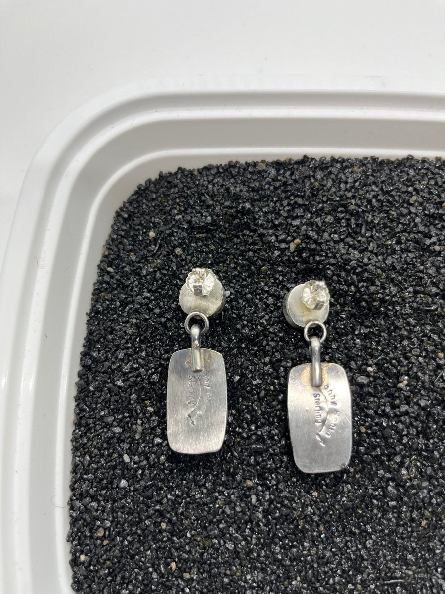 Santa Fe Spiny Oyster & Turquoise Earrings by Danny Henio - Turquoise Mustang