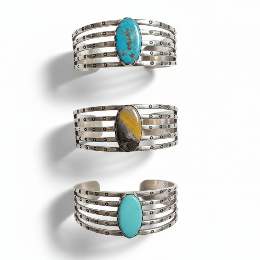 Stampede Extra Large Mens Single stone Cuff by TM - Turquoise Mustang