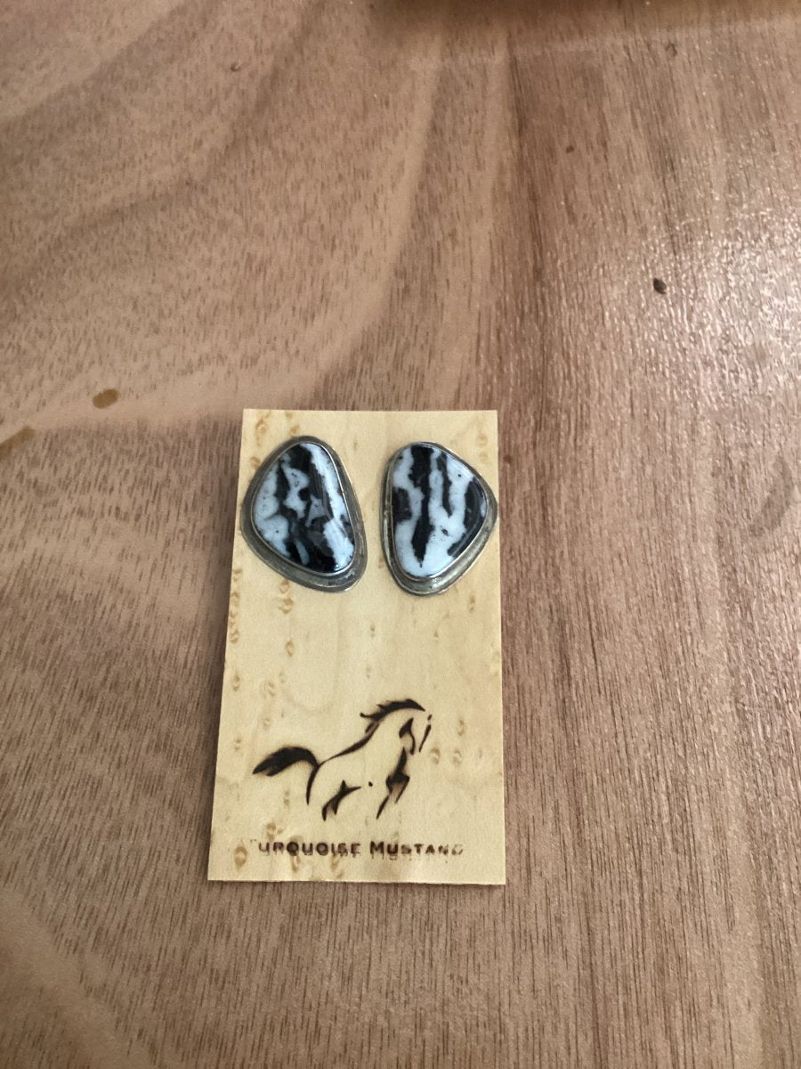 White Buffalo Free Form Dangle Earrings, Marcella James - Turquoise Mustang