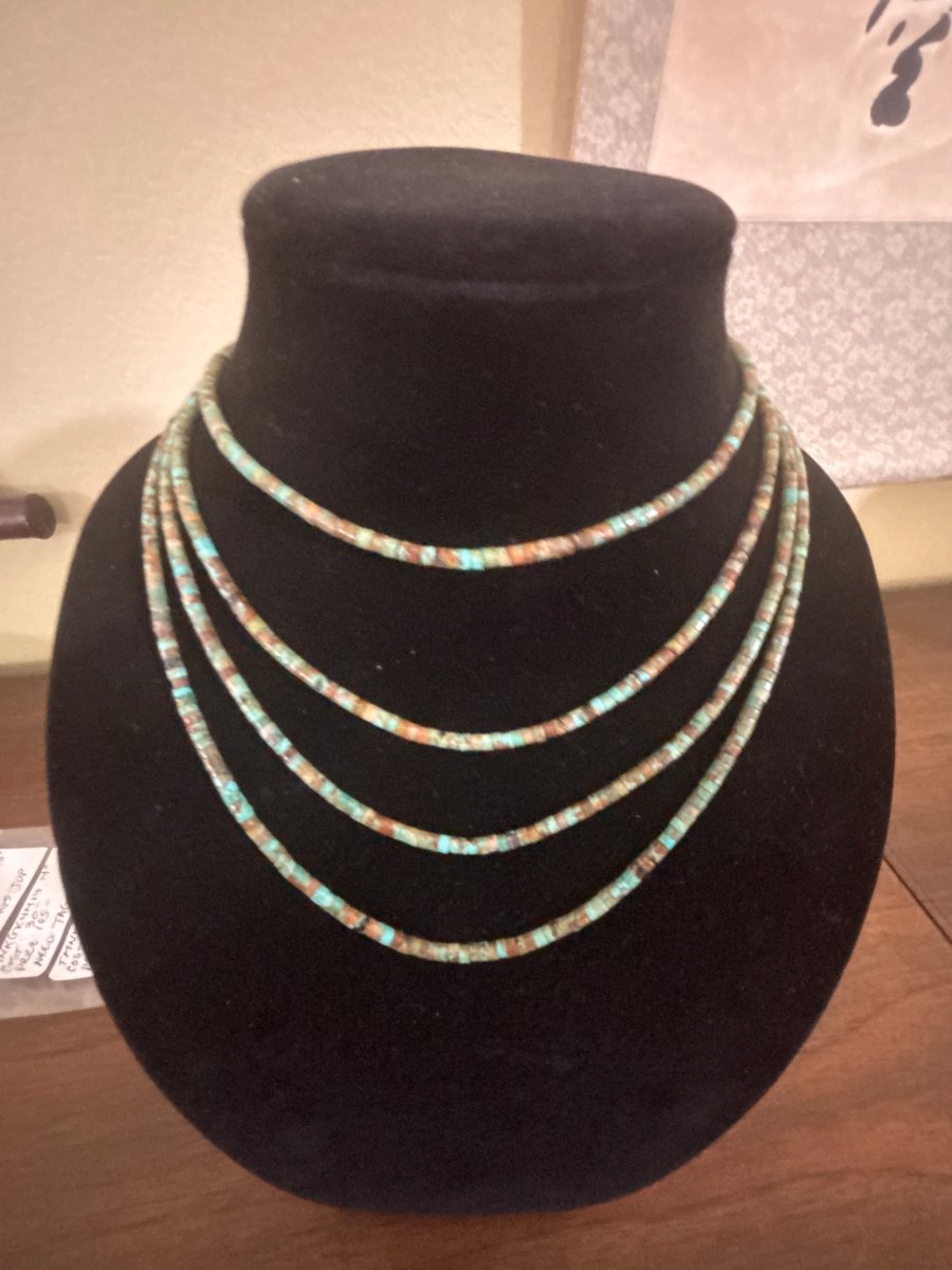 Dark Green Kingman 4mm Turquoise Heishi Choker/Necklace - Turquoise Mustang