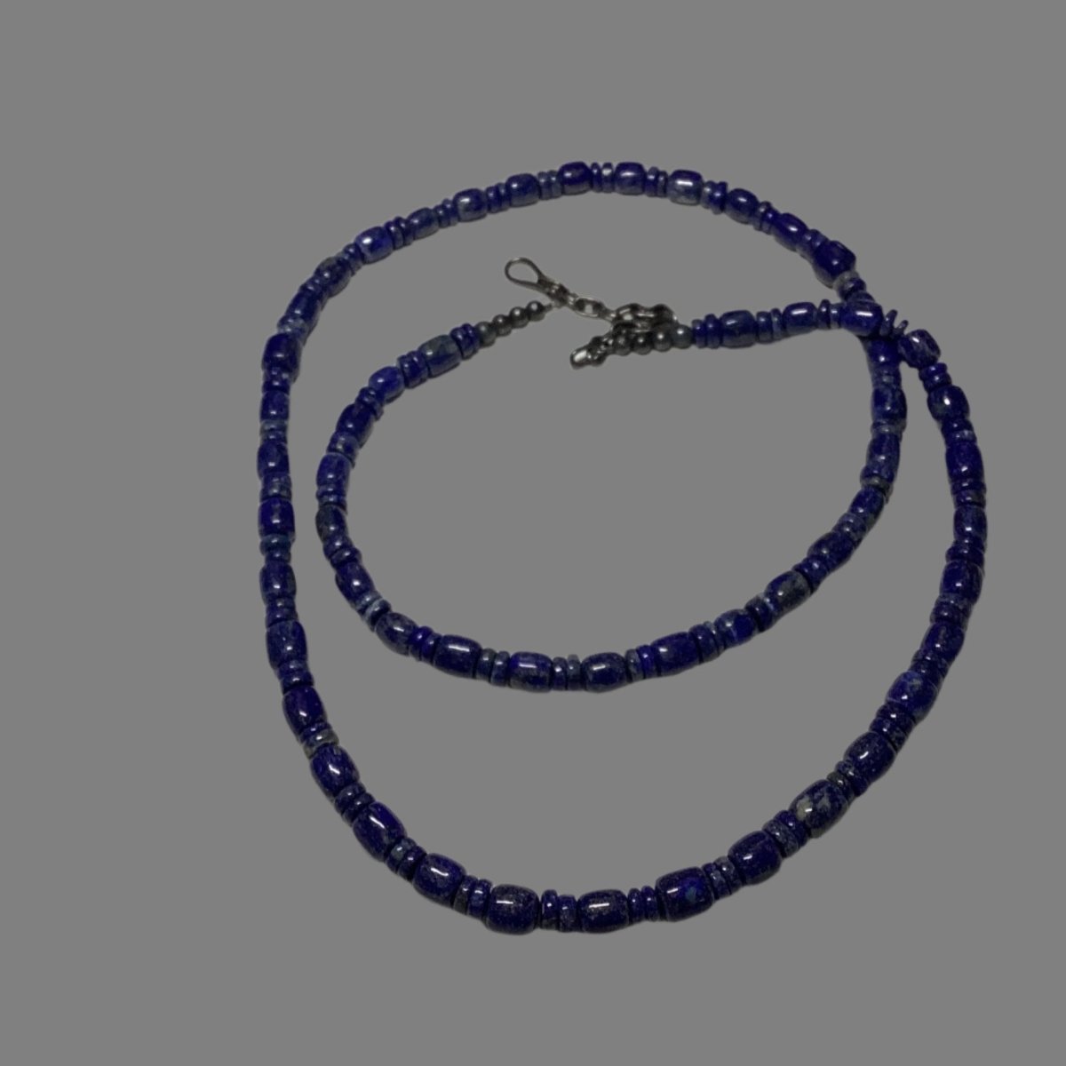 Dan Dodson, 16" Lapis Lazuli Barrel Beads, Necklace - Turquoise Mustang