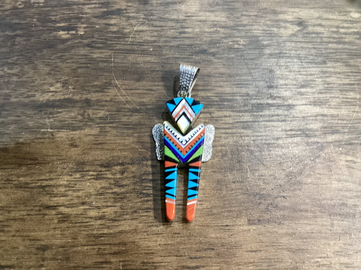 Zuni Inlay Kachina Pendant - Turquoise Mustang