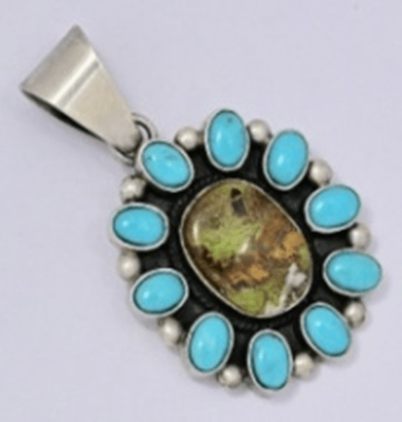 The Shasta Daisy Cluster Pendant - Turquoise Mustang