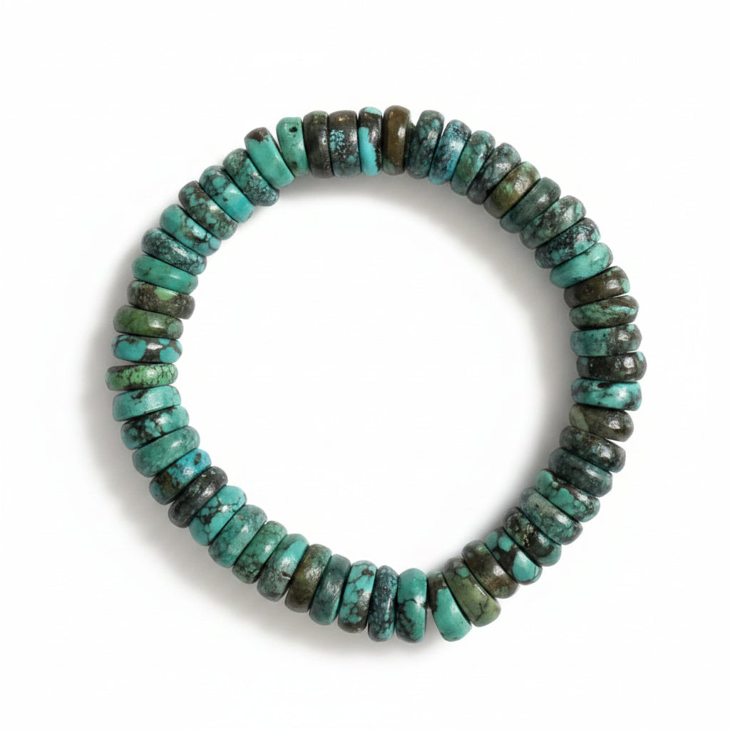 10mm Blue Cloud Mountain Turquoise Stretch Bracelet (6.5”–8”) - Turquoise Mustang