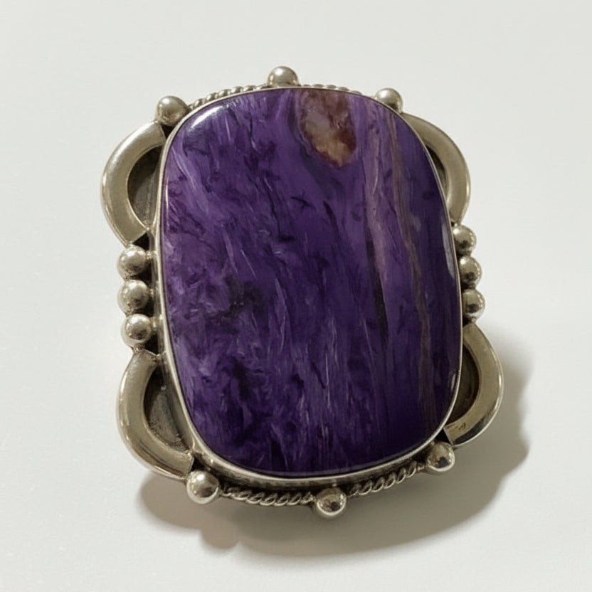 Buckle, Charoite, Dan Dodson - Turquoise Mustang