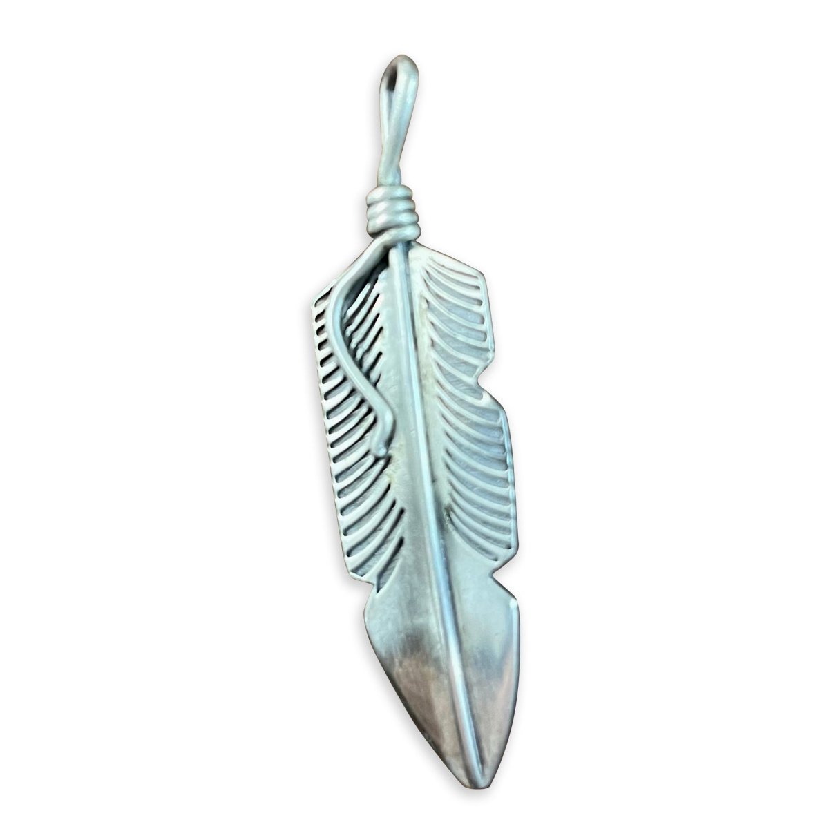 The Yarrow Feather Pendant - Turquoise Mustang