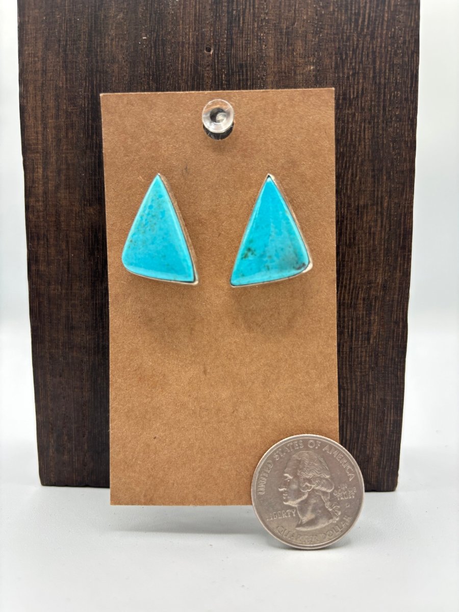 The Trillium Triangle Earrings - Turquoise Mustang