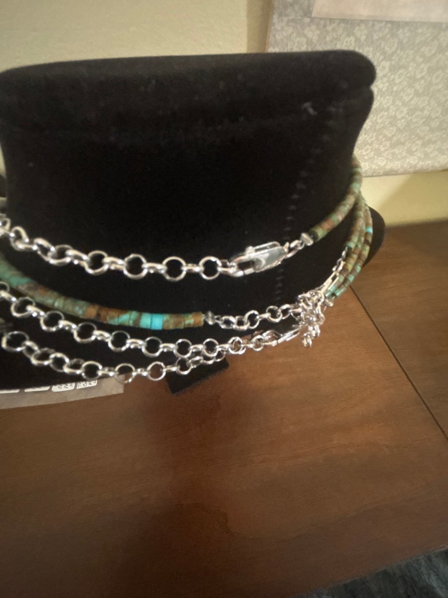 Dark Green Kingman 4mm Turquoise Heishi Choker/Necklace - Turquoise Mustang