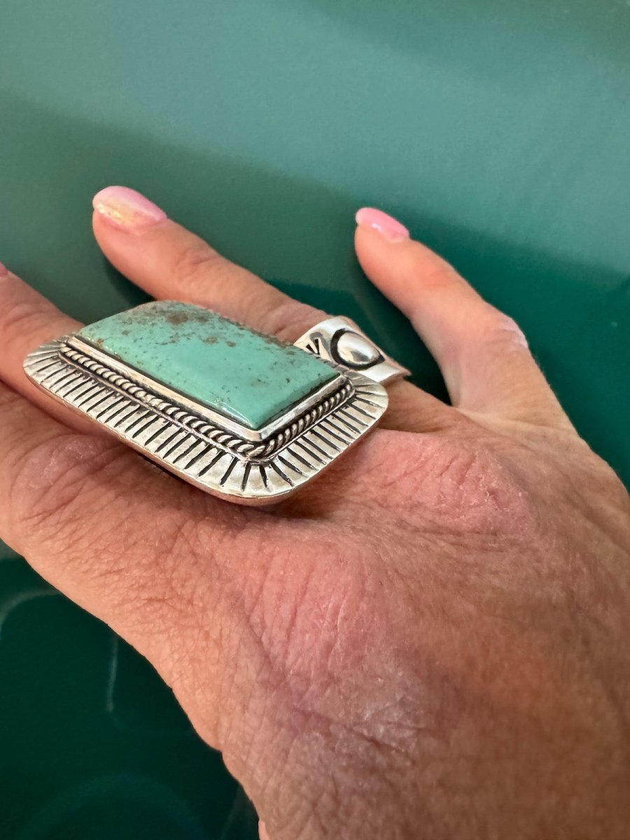 The Phoenix Adjustable Square Ring - Turquoise Mustang