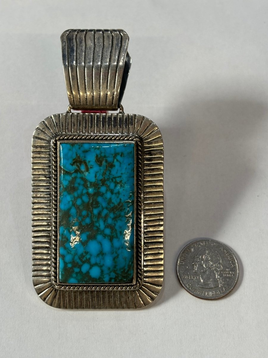 The Vegas Baby Rectangular Pendant - Turquoise Mustang