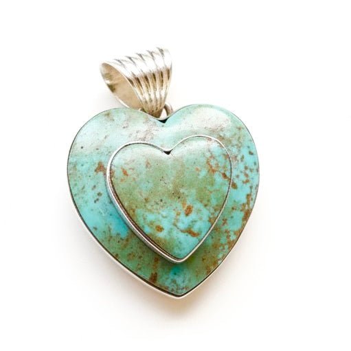 Double - Stacked Heart in Sage Green Kingman, by Dan Dodson - Turquoise Mustang