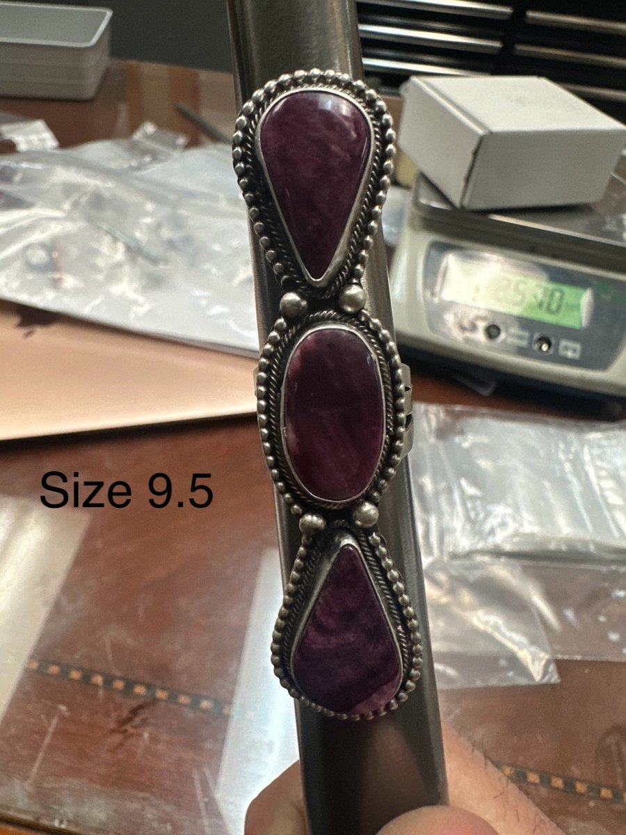 Gila River Large 3 - Stone Purple Spiny Freeform Ring, by Danny Henio - Turquoise Mustang