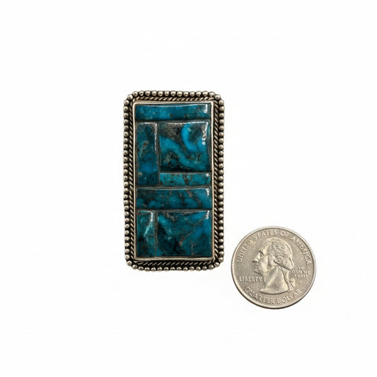 Ft. Worth Cobblestone Inlay Adjustable Ring - Turquoise Mustang