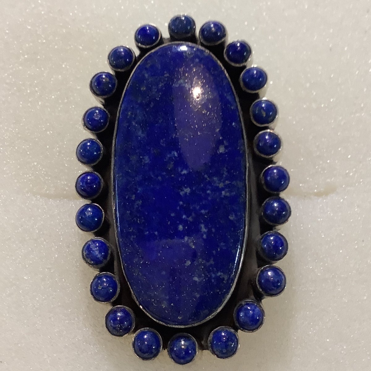 Ring, Lapis, Large Oval cluster 24 rounds bezel DD - Turquoise Mustang