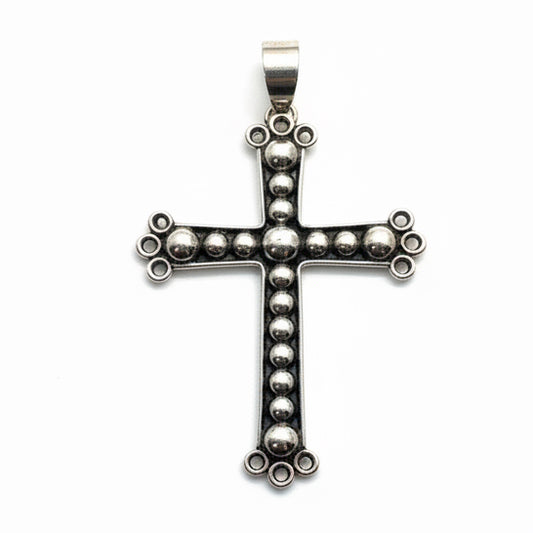All - Sterling Silver Beaded Cross Pendant, Dan Dodson - Turquoise Mustang